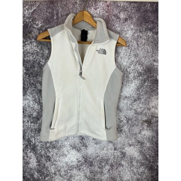 The North Face Vest Women’s S White Grey Zip-Up Fleece Jacket Gorpcore Casual - Picture 1 of 15